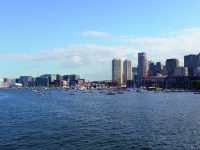 The view of downtown Boston from its inner harbor, which is home to recreational boats of all stripes.