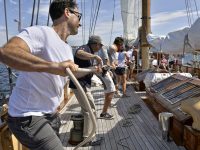It's all hands on deck aboard Eros, aboard which good old fashioned muscle makes things move.Photo by Martha Blanchfield