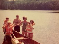 Photo by Jonathan JayThe author (in back) with his siblings and parents around the family canoe at Gregg Lake in Antrim, N.H. in the mid-1970s. Peeling paint can be seen on the canvas hull.