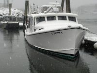 Points East file photo by Jack FarrellThe 42-foot Utopia, which, design-wise, is essentially a big lobster boat, fares much better than the Hurricane in inclement weather.