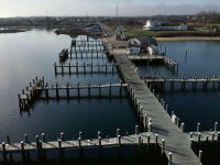 The view of an empty Payne's Dock from the top of Vixen's mast, where I was adjusting a cockeyed Windex.