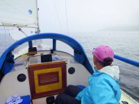 Photo by David BuckmanLeigh keeps watch as the Leight makes her way north in Eastern Bay off Jonesport, Maine.