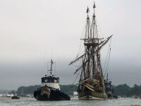 Mayflower II leaving Mystic Harbor