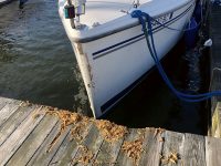 Photo by Kevin AdamczykStorm damage at my buddy's marina. What a fight the boat and dock must have had.