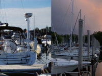The author’s boat, Toujours, tied up at her summer home at Sunset Marina in South Portland, Maine.