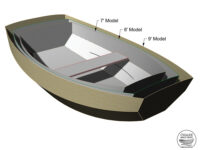 Images by Clint ChaseThese sketches show the relationship between length and beam in the different proposed sizes of the pram.