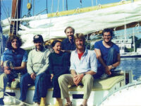 Photos courtesy Reinhard ZollitschAbove, Fiddler’s Green route plotted betweem Maine and France. At right, crew of Fiddler’s Green. The author is third from the right.