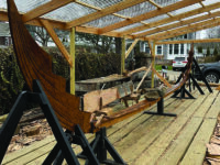 Photo by Susan CornellThe beginnings of a Viking boat replica taking shape in the shop of Matthew Barnes in Stony Creek, Conn.