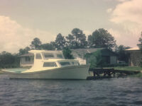 Photo courtesy David SharpMarlaine at the author’s family dock before the trawl frame was added.