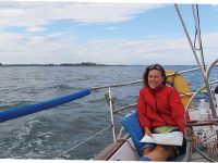 Photo courtesy Natasha SalvoThe author and captain, at the helm of Maverick.